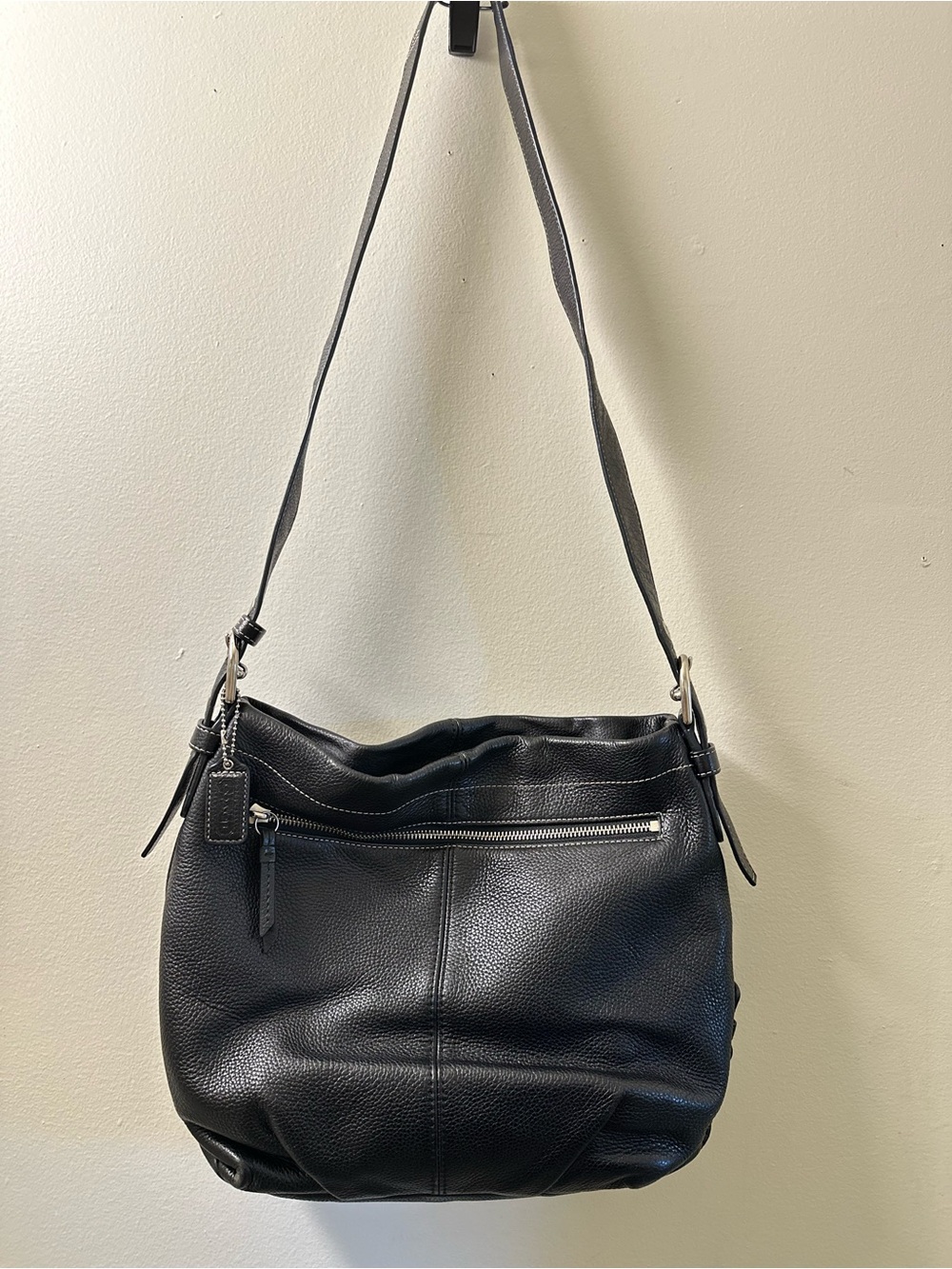 Coach Black Pebbled Leather Hobo Satchel